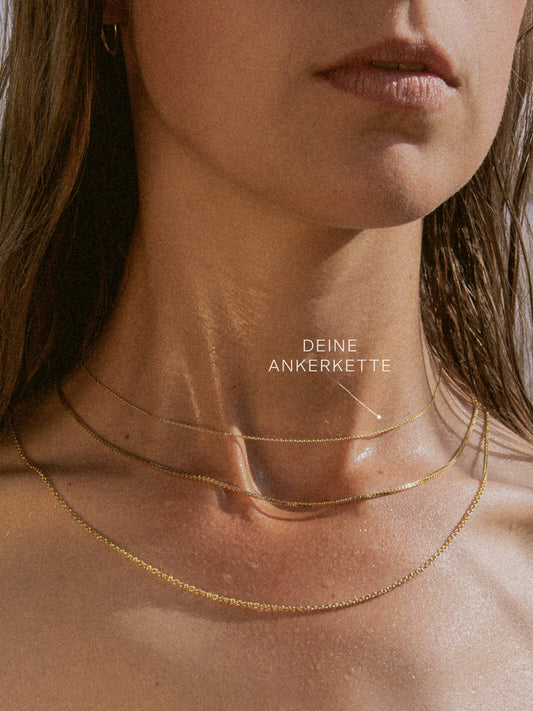 Ankerkette DELICATE Zart 14k Echtgold Diamantiert-1